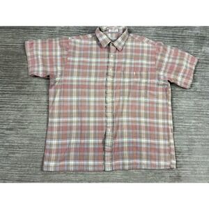 Vintage Damon Shirt Mens XL Pink Plaid Button Up 100% Cotton Pockets